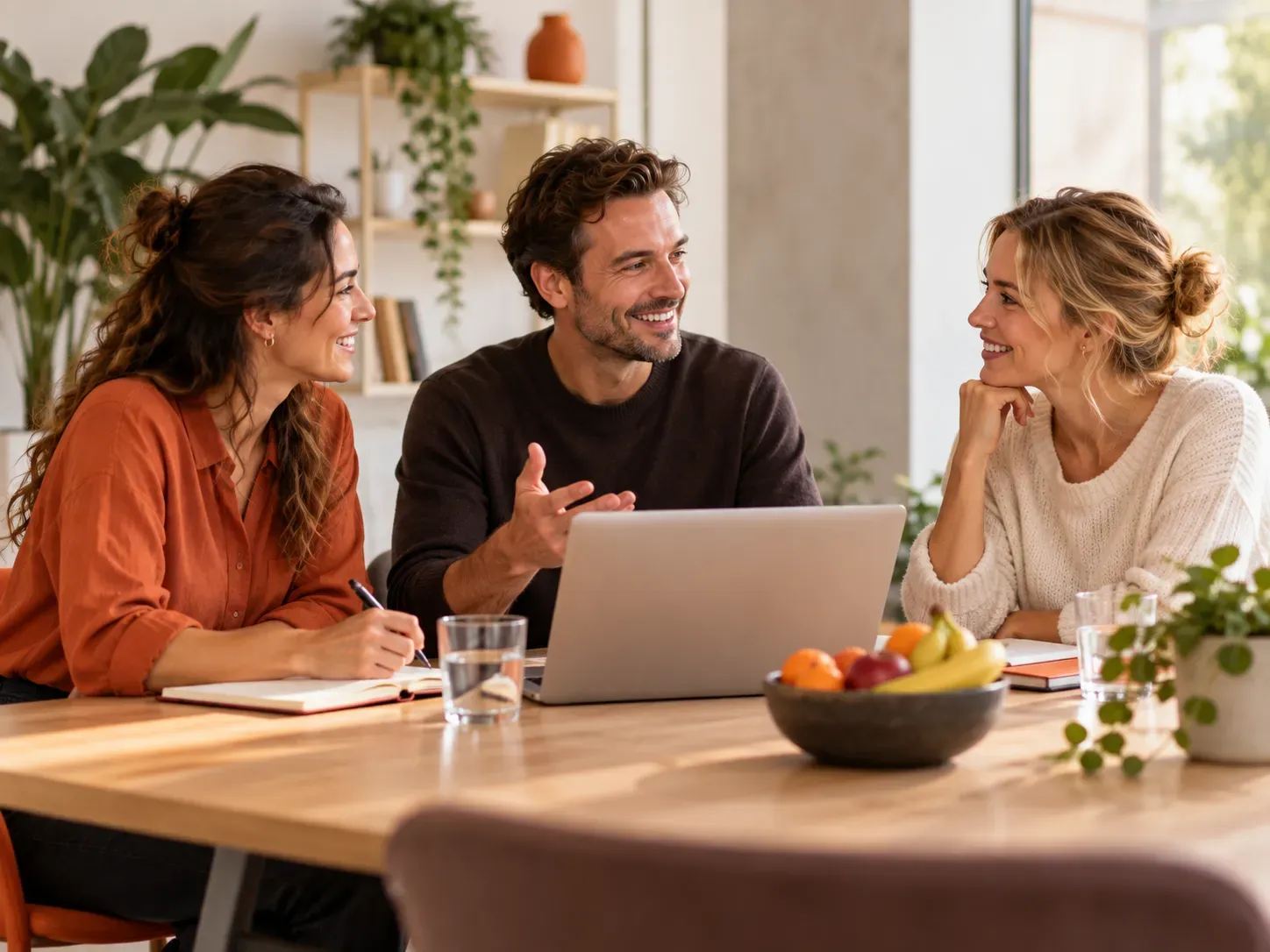 Drie medewerkers bespreken samen vragen en berichten van bezoekers van Reuze Gezond.
